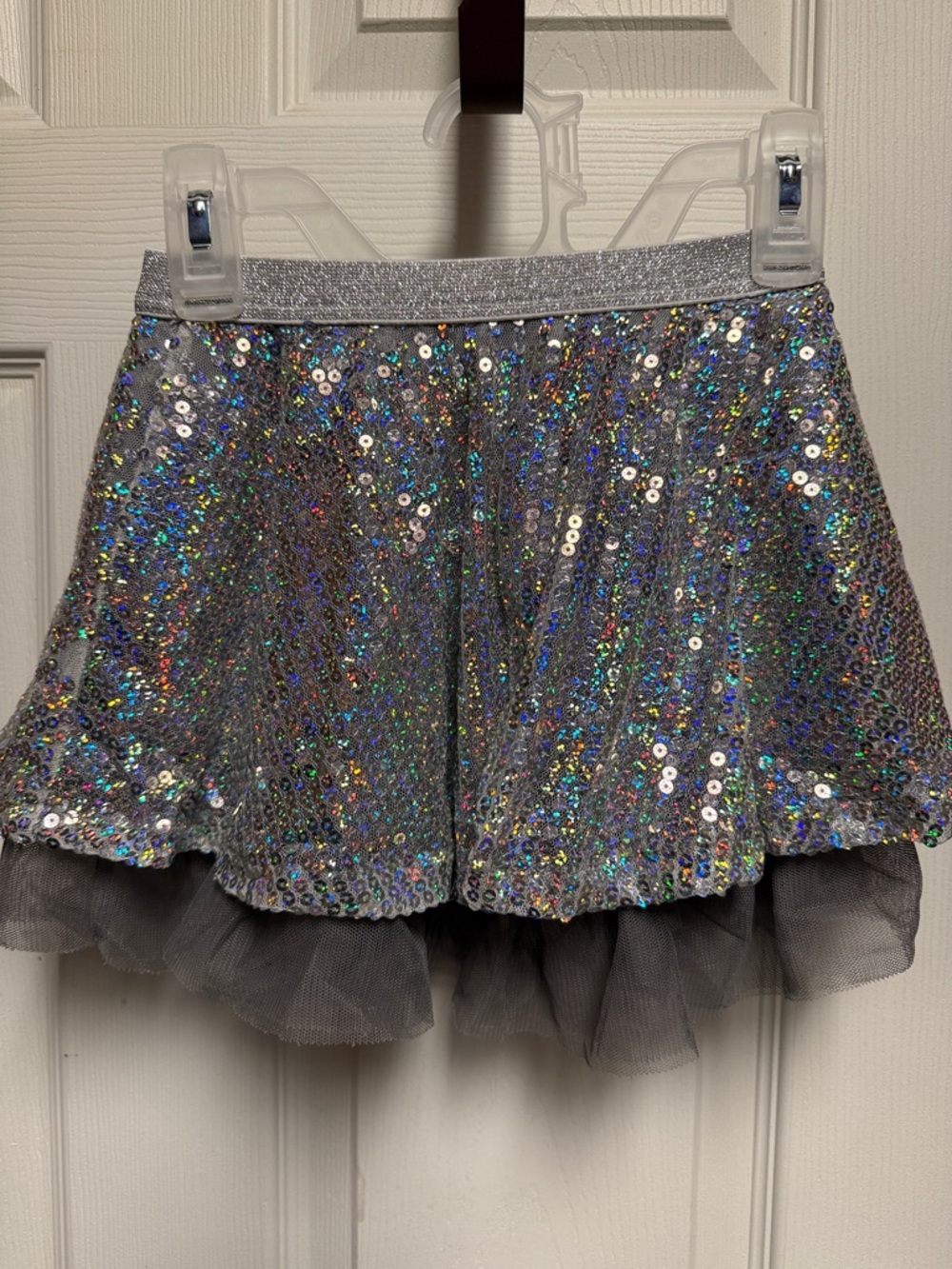 Girls' Silver Sequin Tulle Skirt